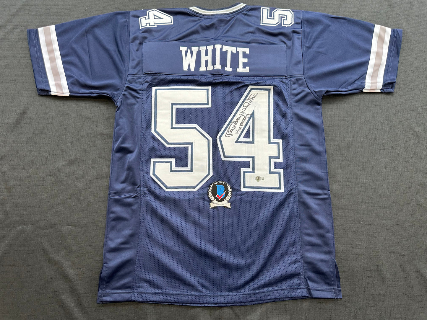 RANDY WHITE DALLAS COWBOYS SIGNED BLUE JERSEY w/HOF 94 INSCRIPTION BAS