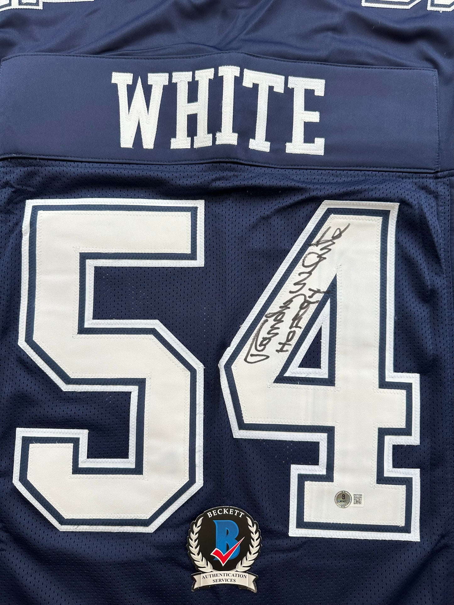 RANDY WHITE DALLAS COWBOYS SIGNED BLUE JERSEY w/HOF 94 INSCRIPTION BAS
