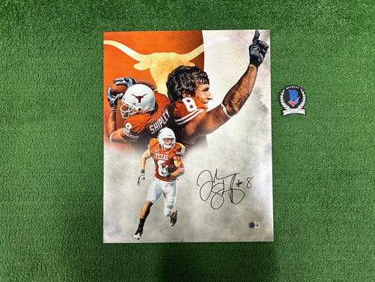 JORDAN SHIPLEY Texas Longhorns SIGNED 16x20 PHOTO Custom Hook 'Em BAS COA