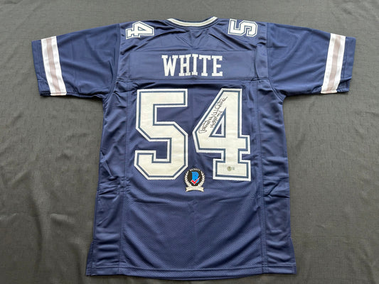 RANDY WHITE DALLAS COWBOYS SIGNED BLUE JERSEY w/HOF 94 INSCRIPTION BAS