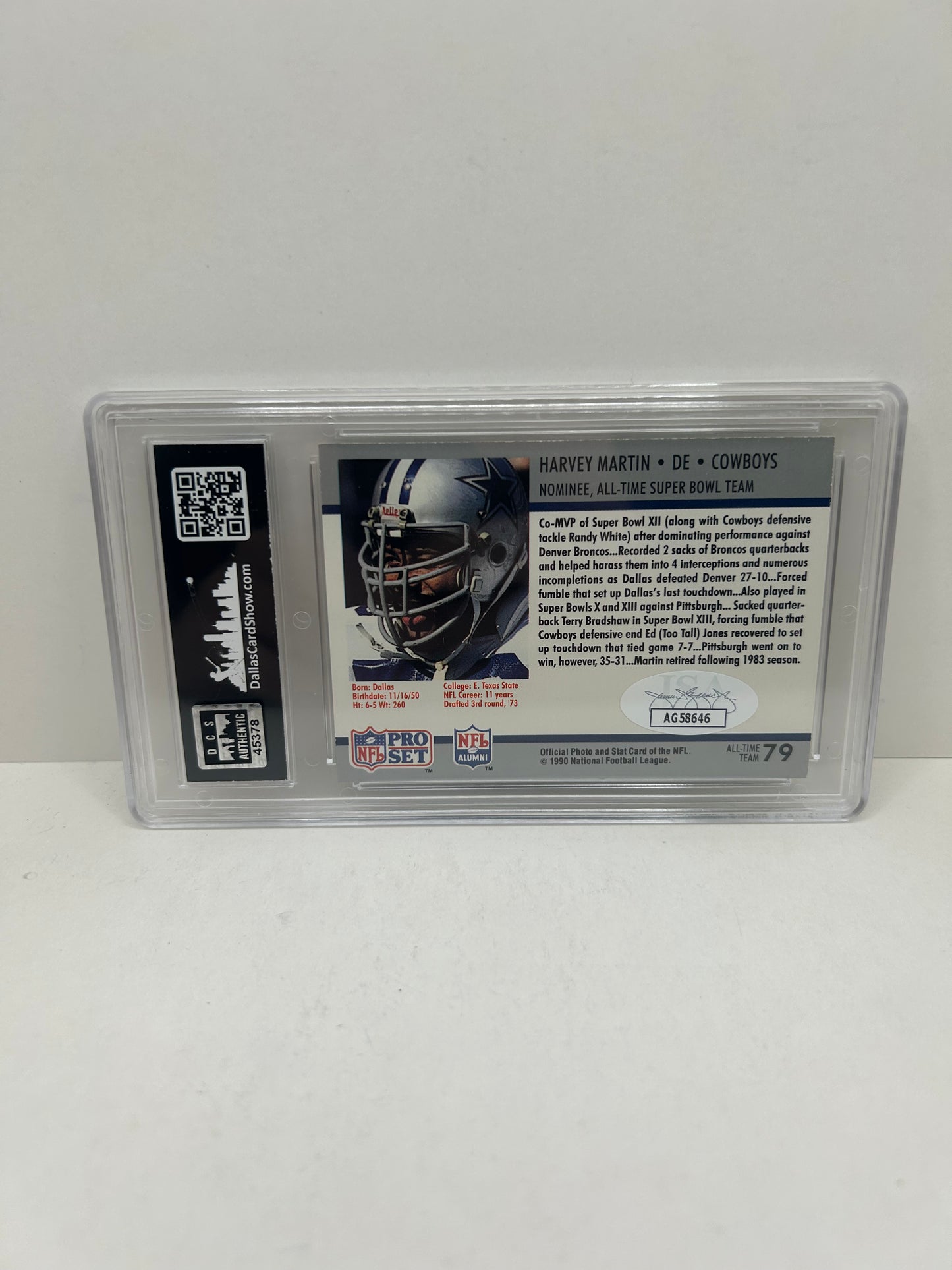 1990 Pro Set Harvey Martin Super Bowl Superman Autograph JSA Authentic