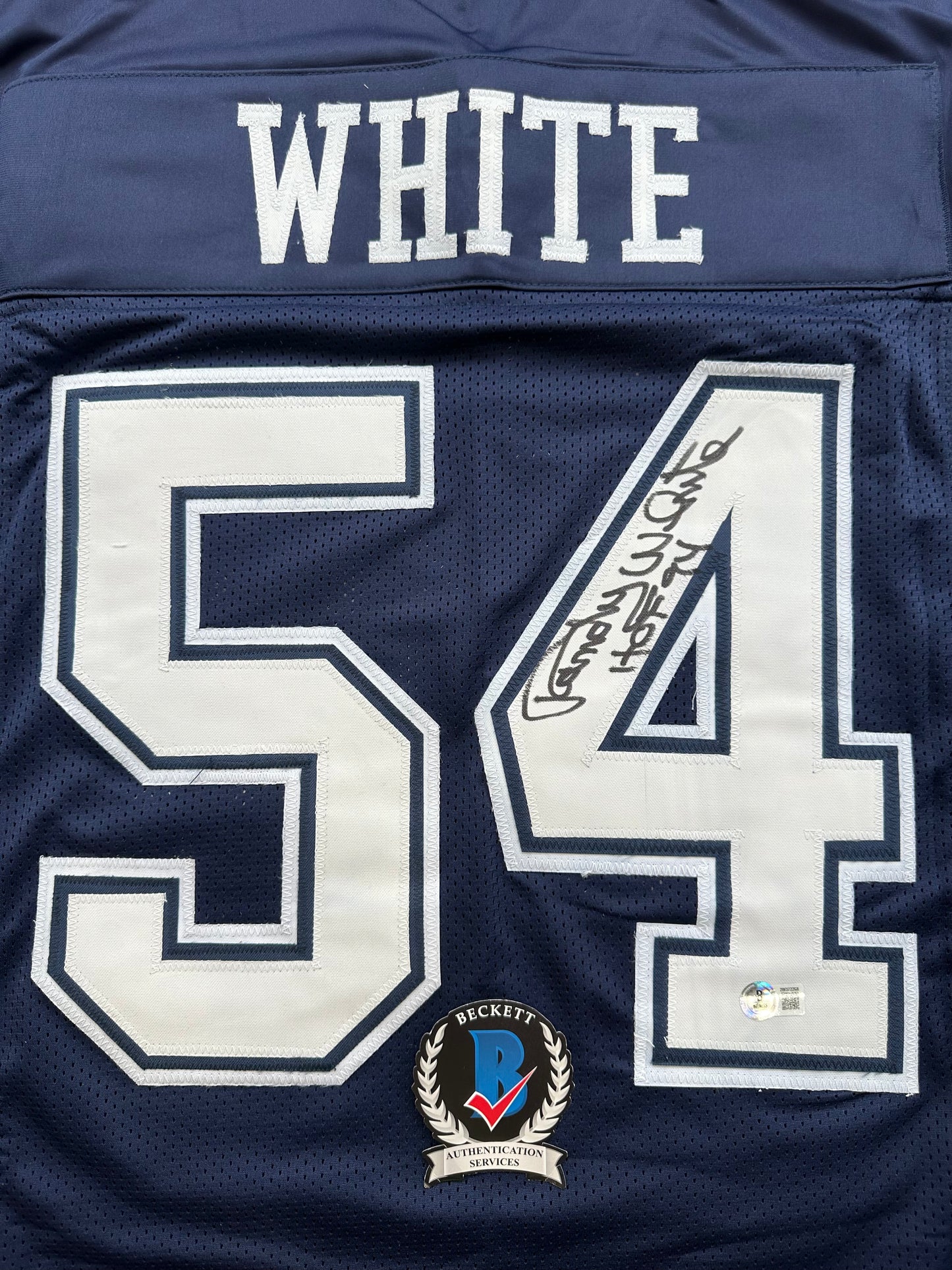 RANDY WHITE DALLAS COWBOYS SIGNED BLUE JERSEY w/HOF 94 INSCRIPTION BAS