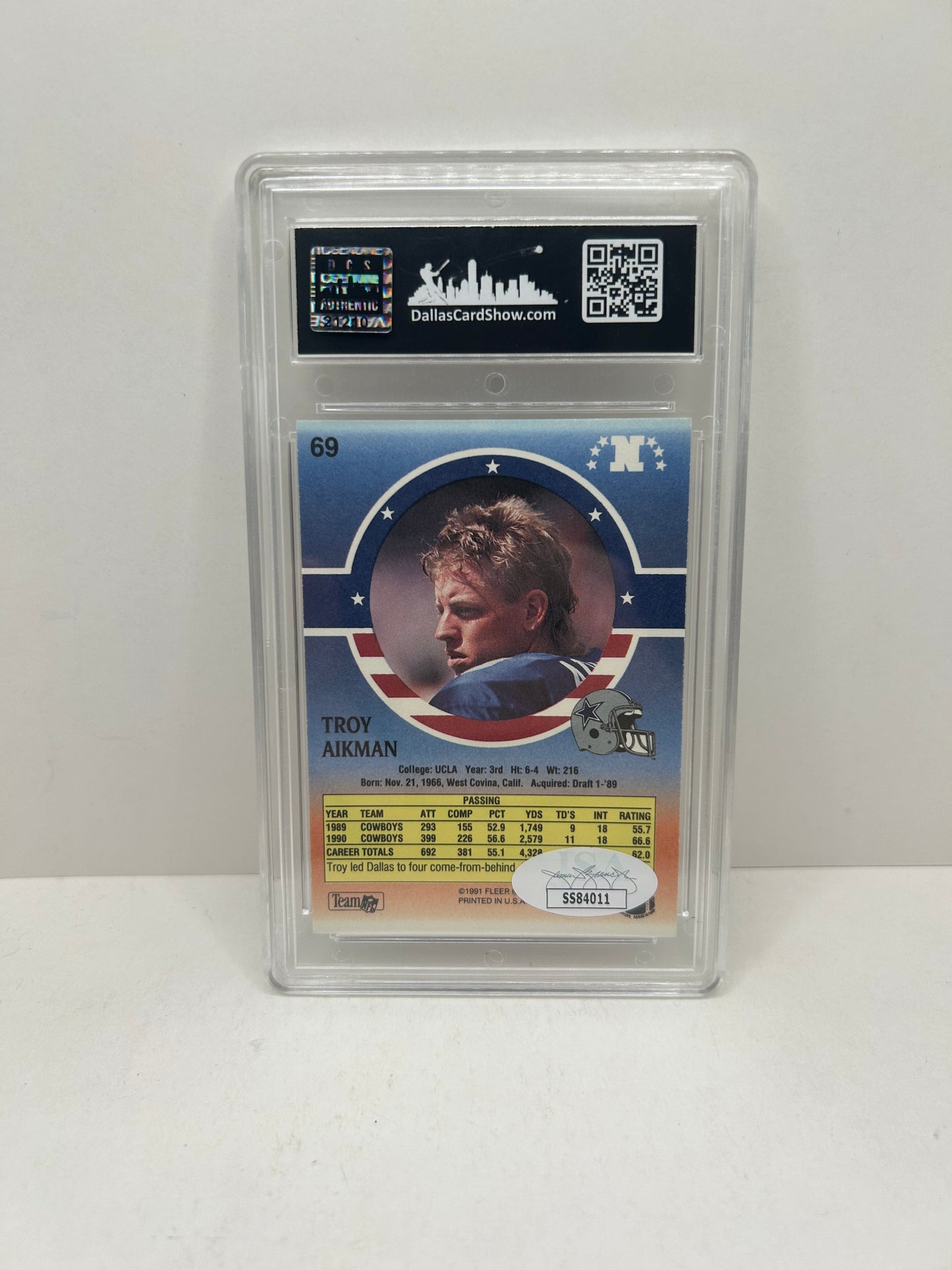 1991 Stars N Stripes Troy Aikman #69 HOF Autographed JSA Certified