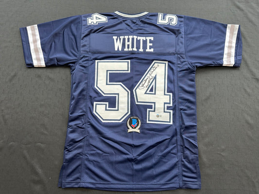 RANDY WHITE DALLAS COWBOYS SIGNED BLUE JERSEY w/HOF 94 INSCRIPTION BAS