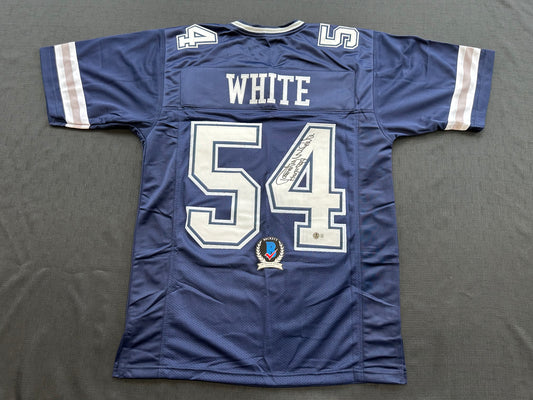 RANDY WHITE DALLAS COWBOYS SIGNED BLUE JERSEY w/HOF 94 INSCRIPTION BAS