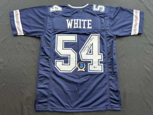 RANDY WHITE DALLAS COWBOYS SIGNED BLUE JERSEY w/HOF 94 INSCRIPTION BAS