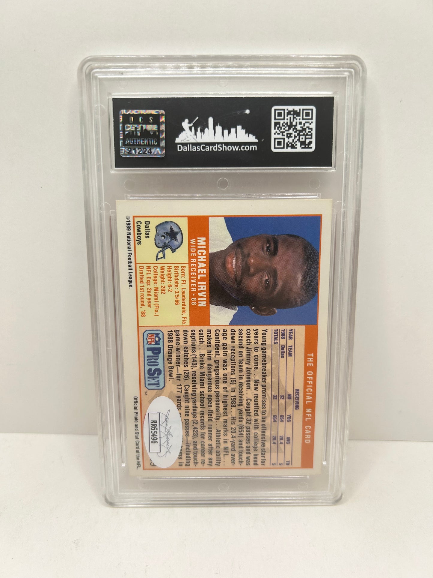 1989 Pro Set #89 Michael Irving RC Autographed JSA Certified