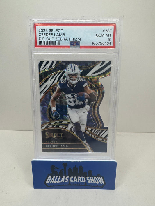 2023 Select Football CeeDee Lamb Zebra Die-Cut PSA 10