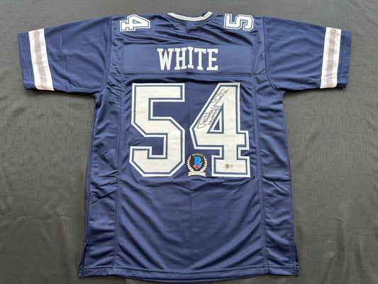 RANDY WHITE DALLAS COWBOYS SIGNED BLUE JERSEY w/HOF 94 INSCRIPTION BAS