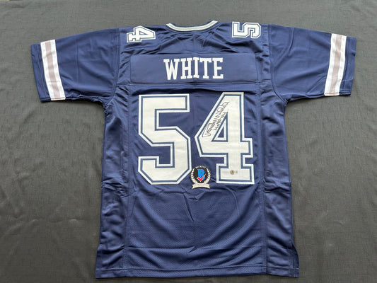 RANDY WHITE DALLAS COWBOYS SIGNED BLUE JERSEY w/HOF 94 INSCRIPTION BAS