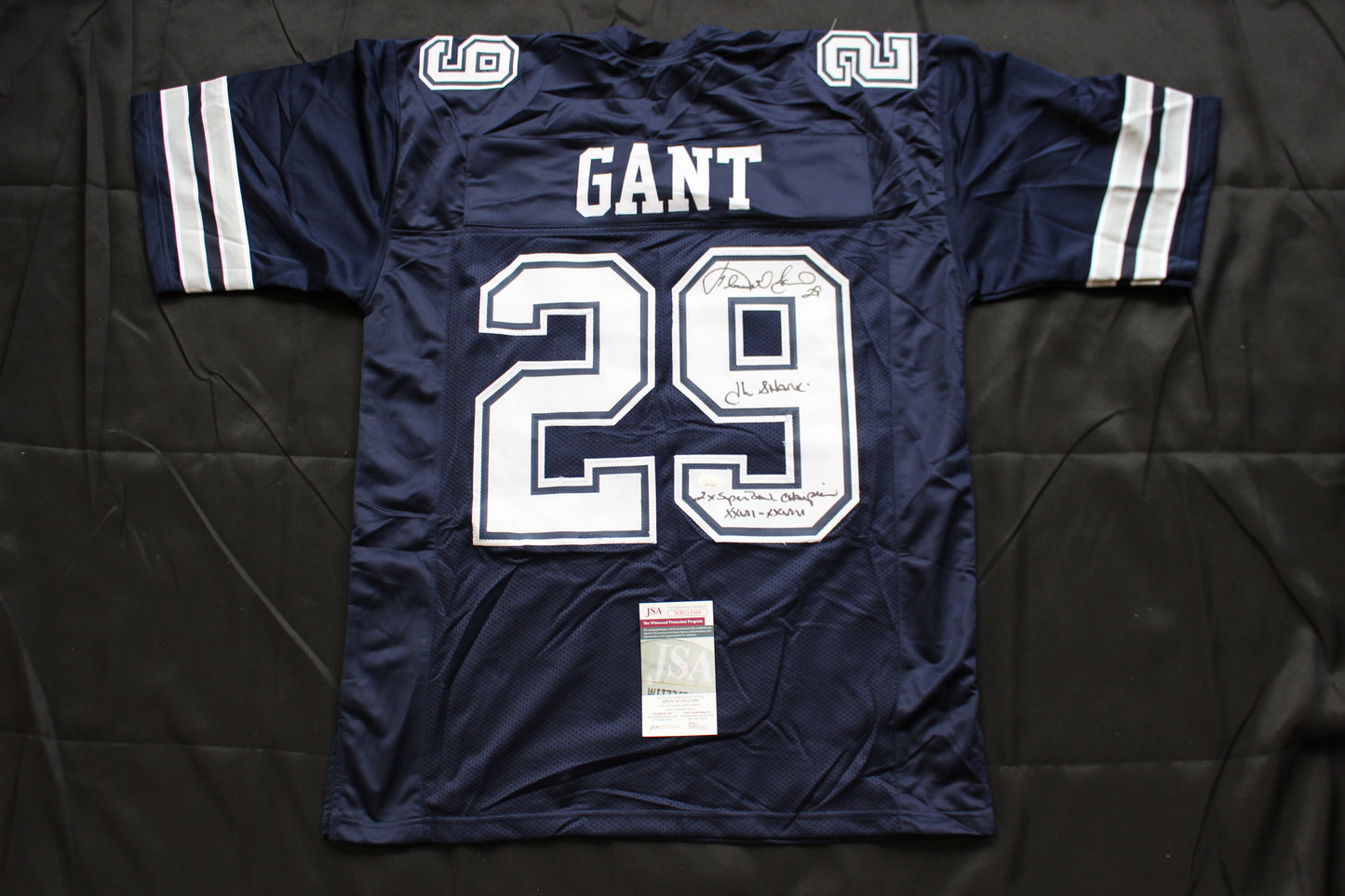KENNETH KENNY GANT DALLAS COWBOYS SIGNED ROAD JERSEY XL w/INSCs JSA COA