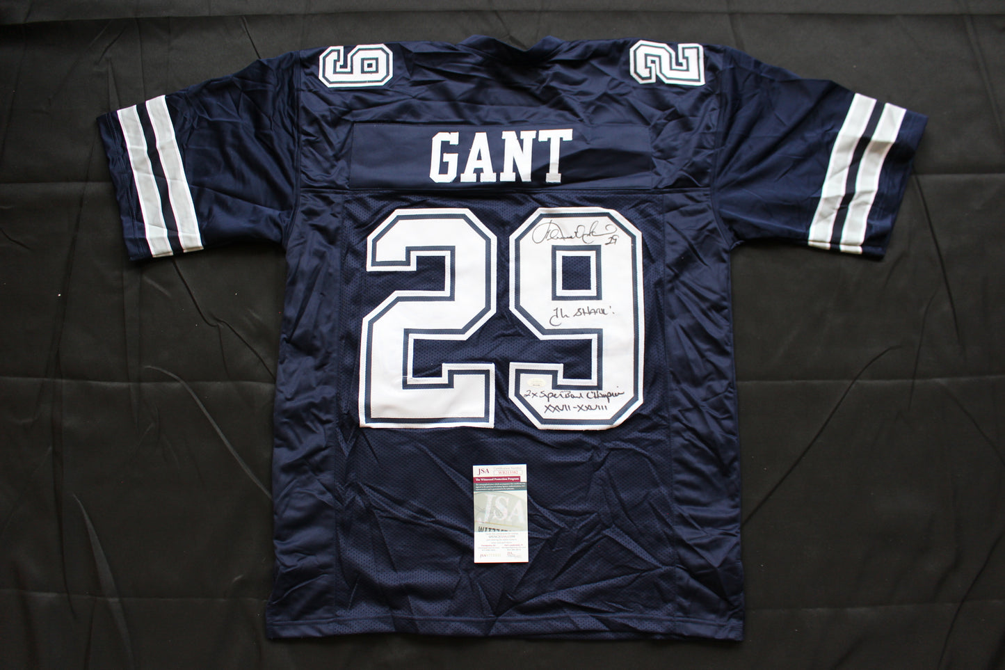 KENNETH KENNY GANT DALLAS COWBOYS SIGNED ROAD JERSEY XL w/INSCs JSA COA