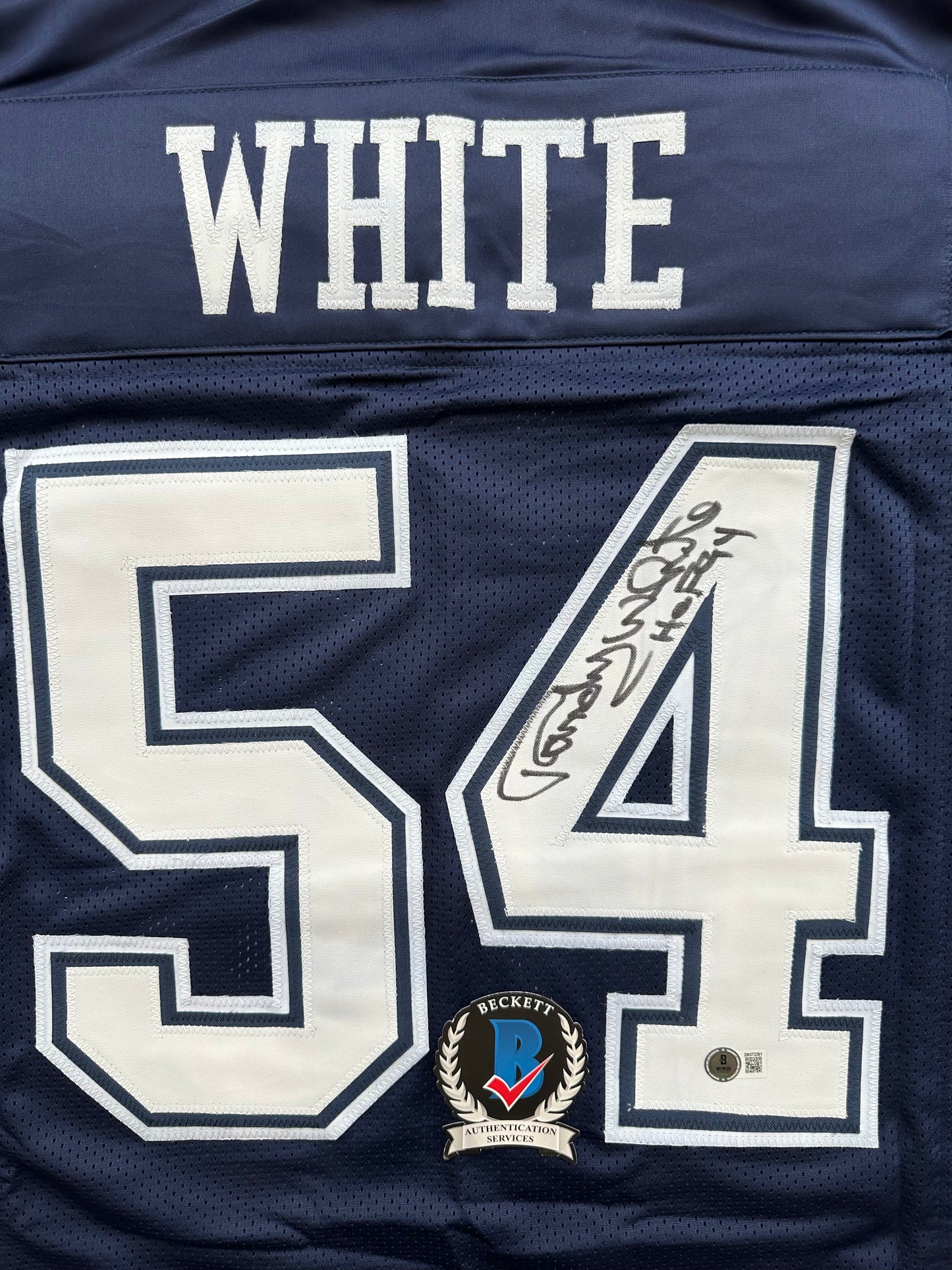 RANDY WHITE DALLAS COWBOYS SIGNED BLUE JERSEY w/HOF 94 INSCRIPTION BAS