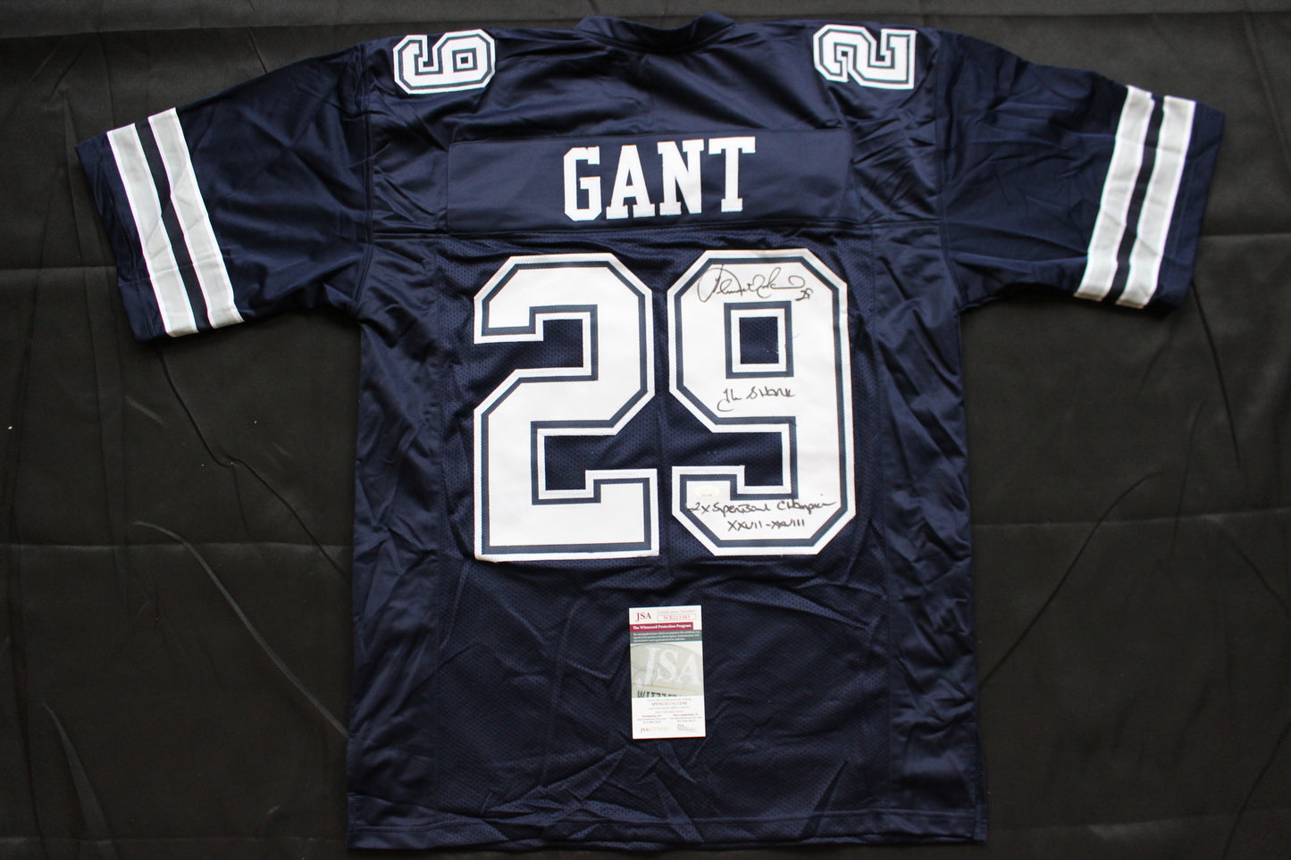 KENNETH KENNY GANT DALLAS COWBOYS SIGNED ROAD JERSEY XL w/INSCs JSA COA