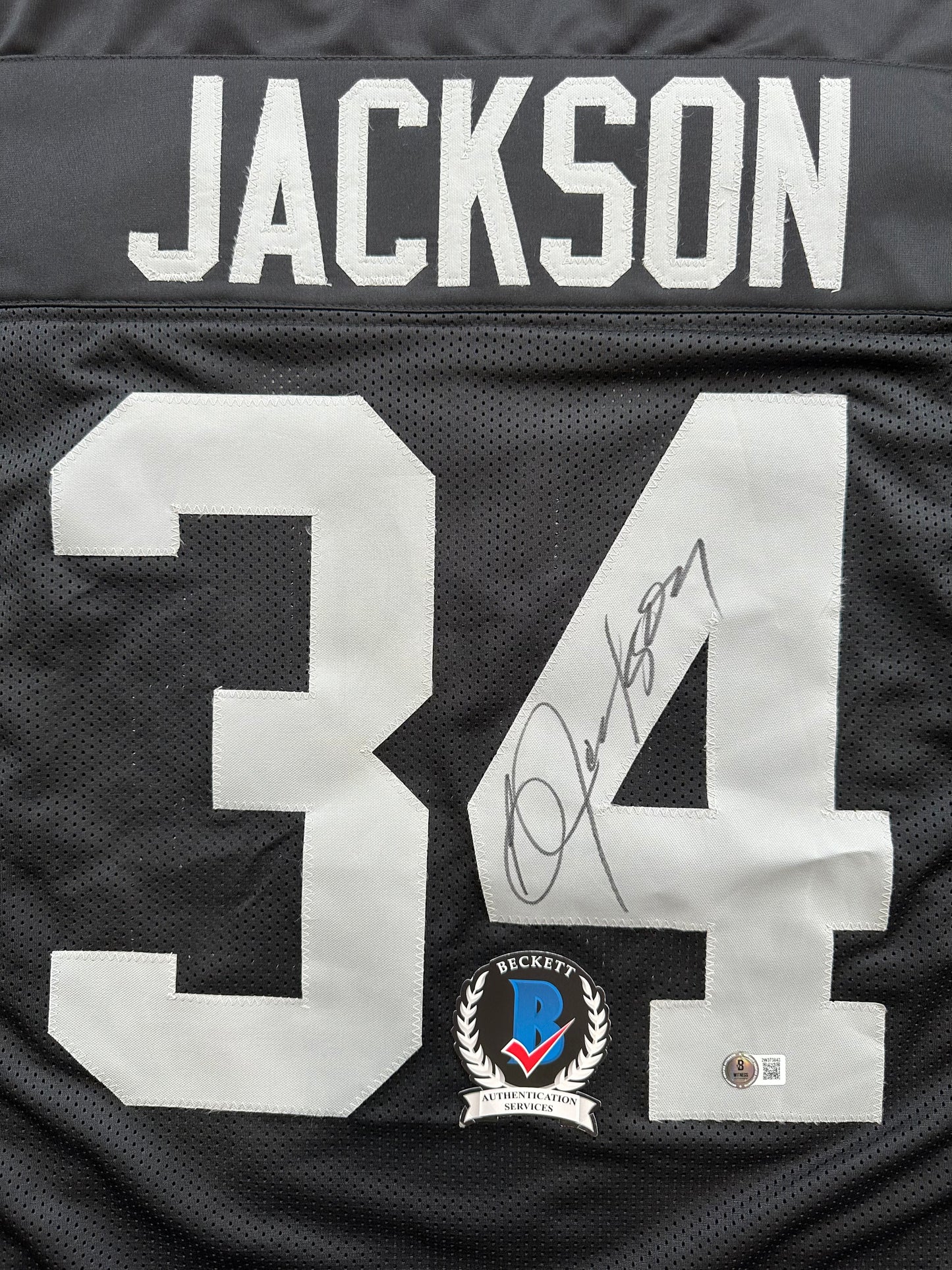 BO JACKSON LOS ANGELES RAIDERS SIGNED BLACK JERSEY KC Royals BAS COA
