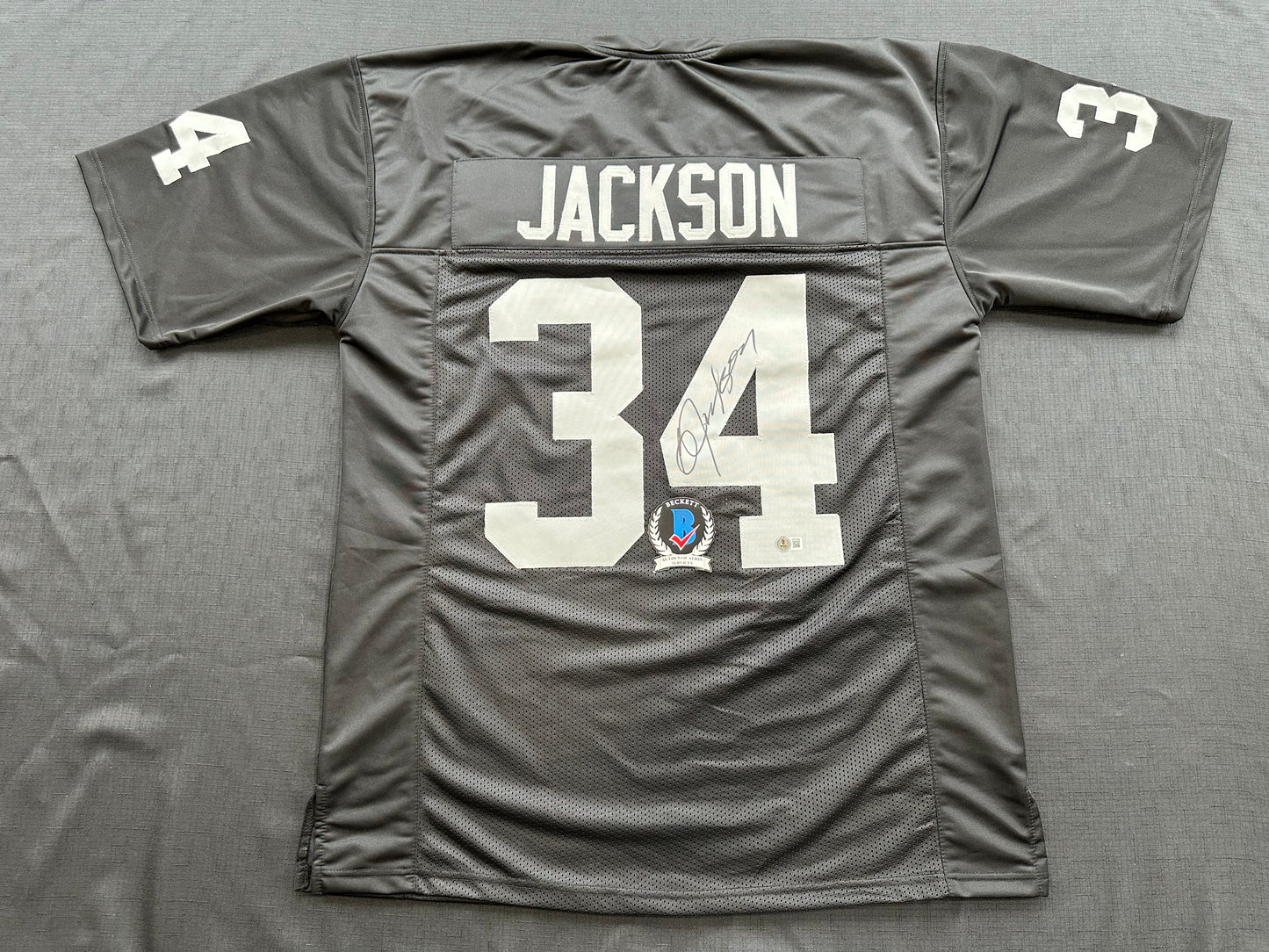 BO JACKSON LOS ANGELES RAIDERS SIGNED BLACK JERSEY KC Royals BAS COA