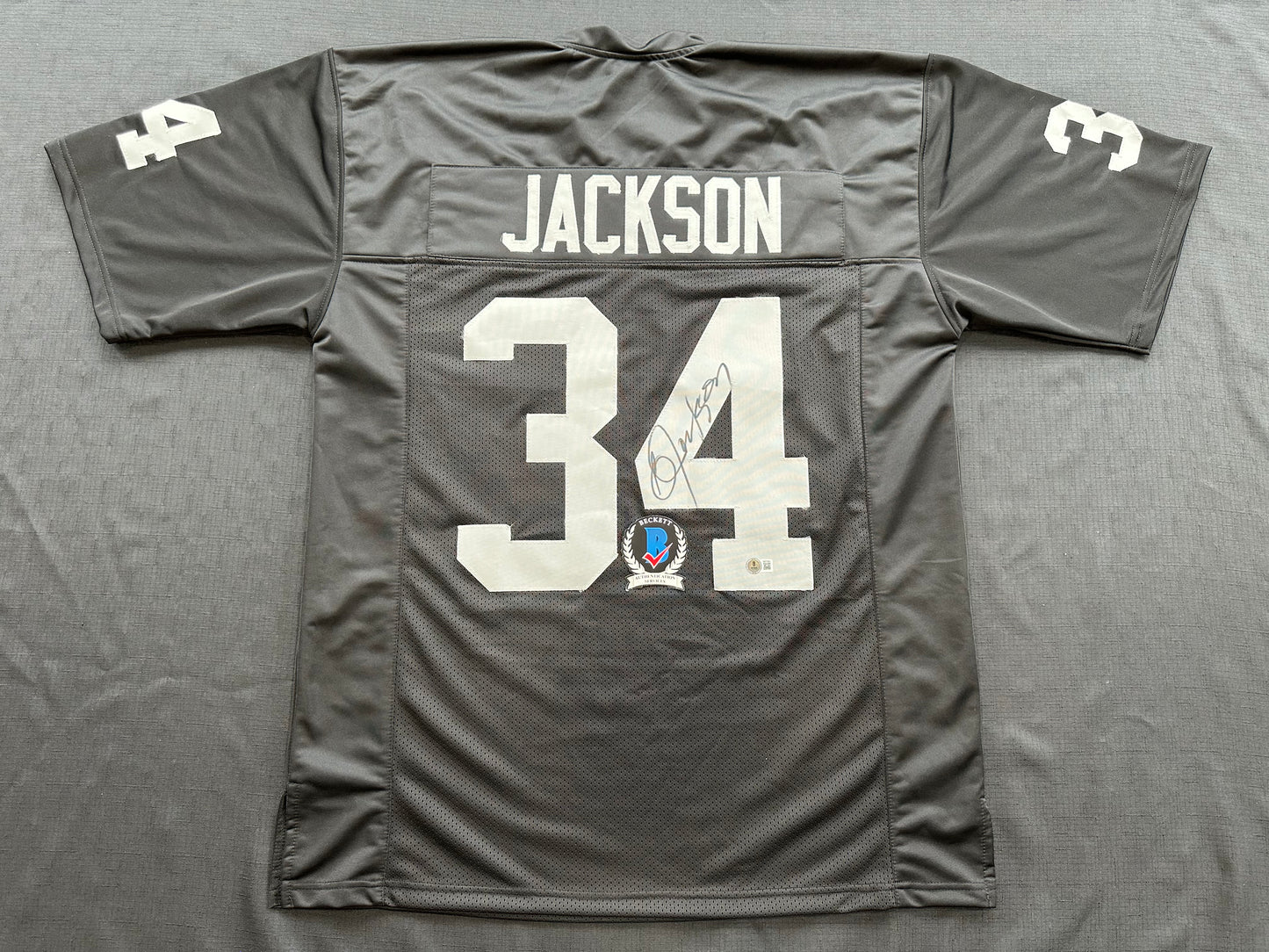 BO JACKSON LOS ANGELES RAIDERS SIGNED BLACK JERSEY KC Royals BAS COA