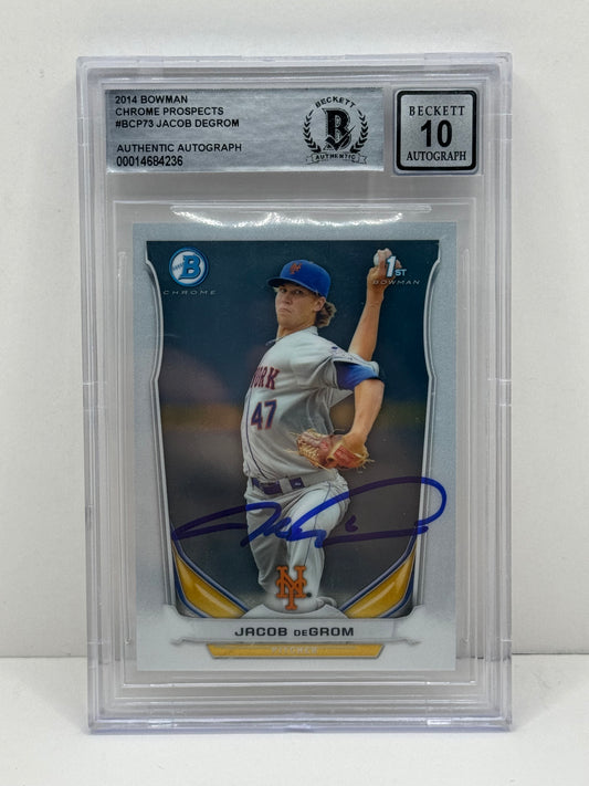 2014 Bowman Chrome Jacob Degrom #BCP73 Chrome Prospects Autograph Beckett 10 Auto