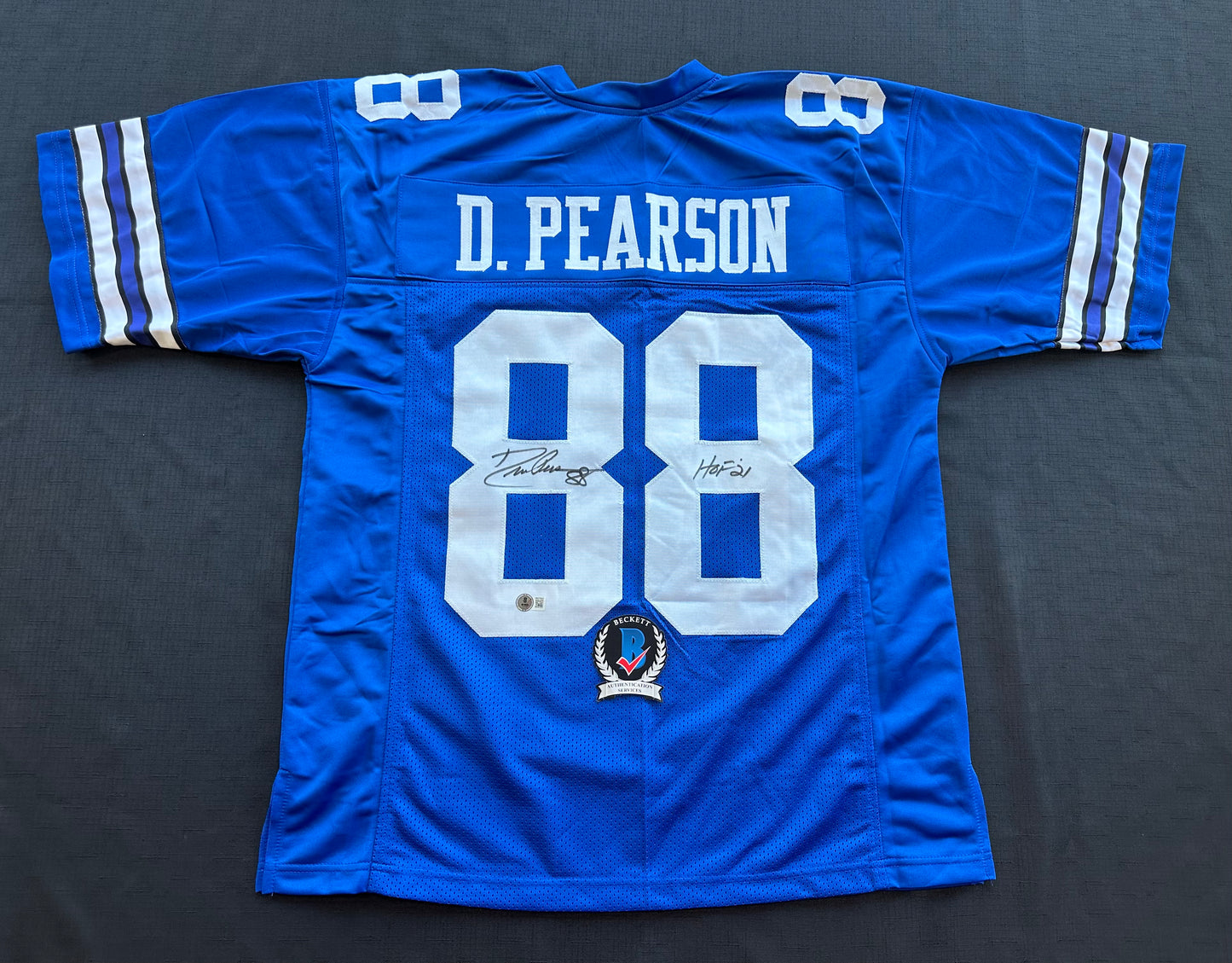 DREW PEARSON DALLAS COWBOYS SIGNED TB JERSEY w/HOF 21 INSCRIPTION L BAS