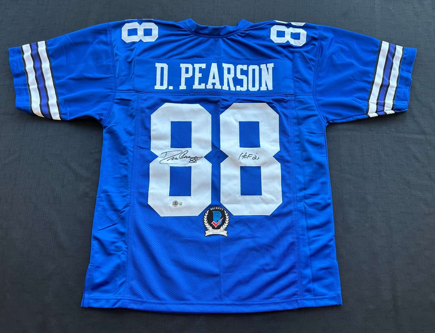 DREW PEARSON DALLAS COWBOYS SIGNED TB JERSEY w/HOF 21 INSCRIPTION L BAS