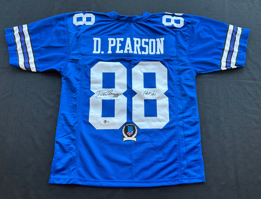 DREW PEARSON DALLAS COWBOYS SIGNED TB JERSEY w/HOF 21 INSCRIPTION L BAS