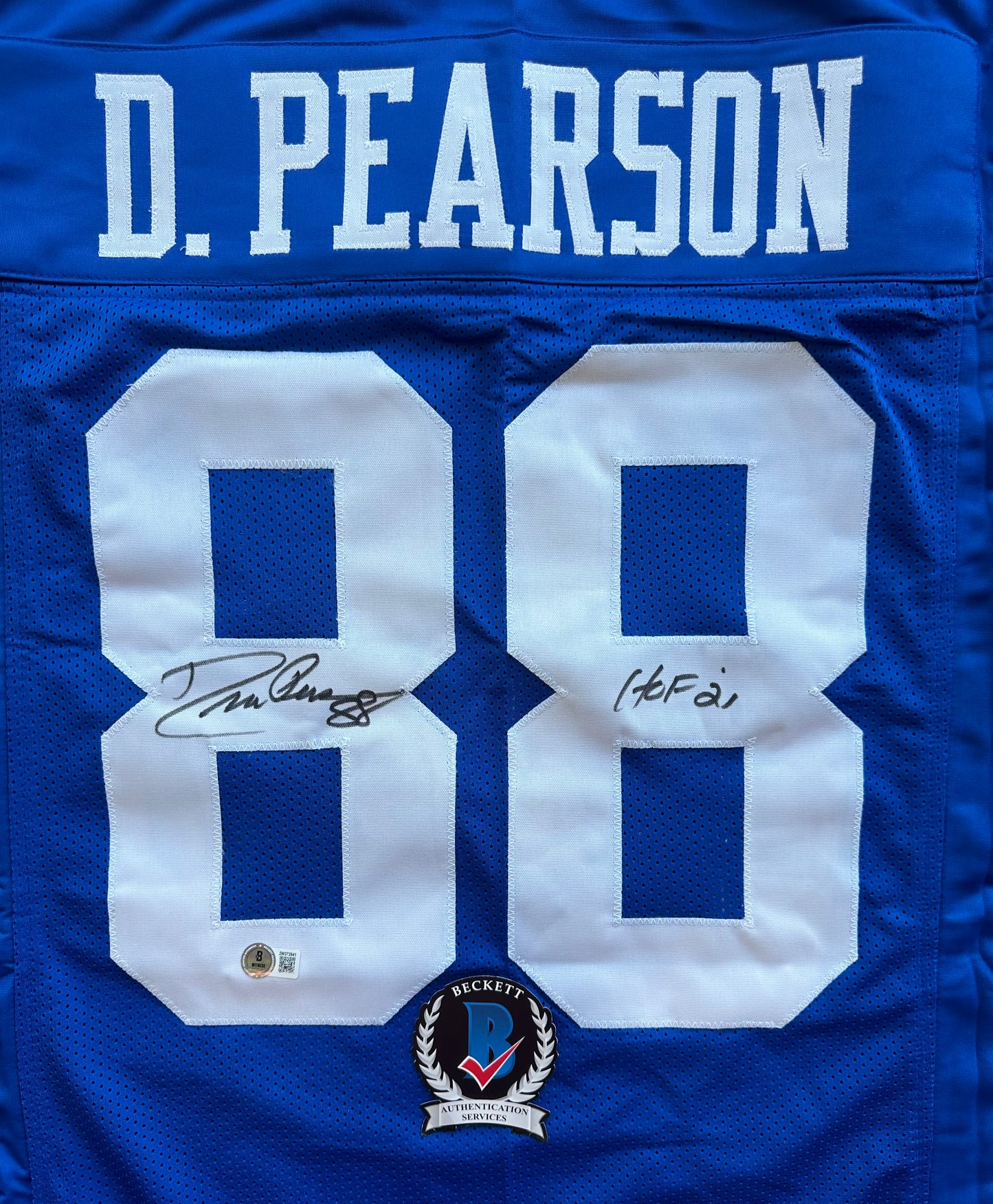 DREW PEARSON DALLAS COWBOYS SIGNED TB JERSEY w/HOF 21 INSCRIPTION L BAS