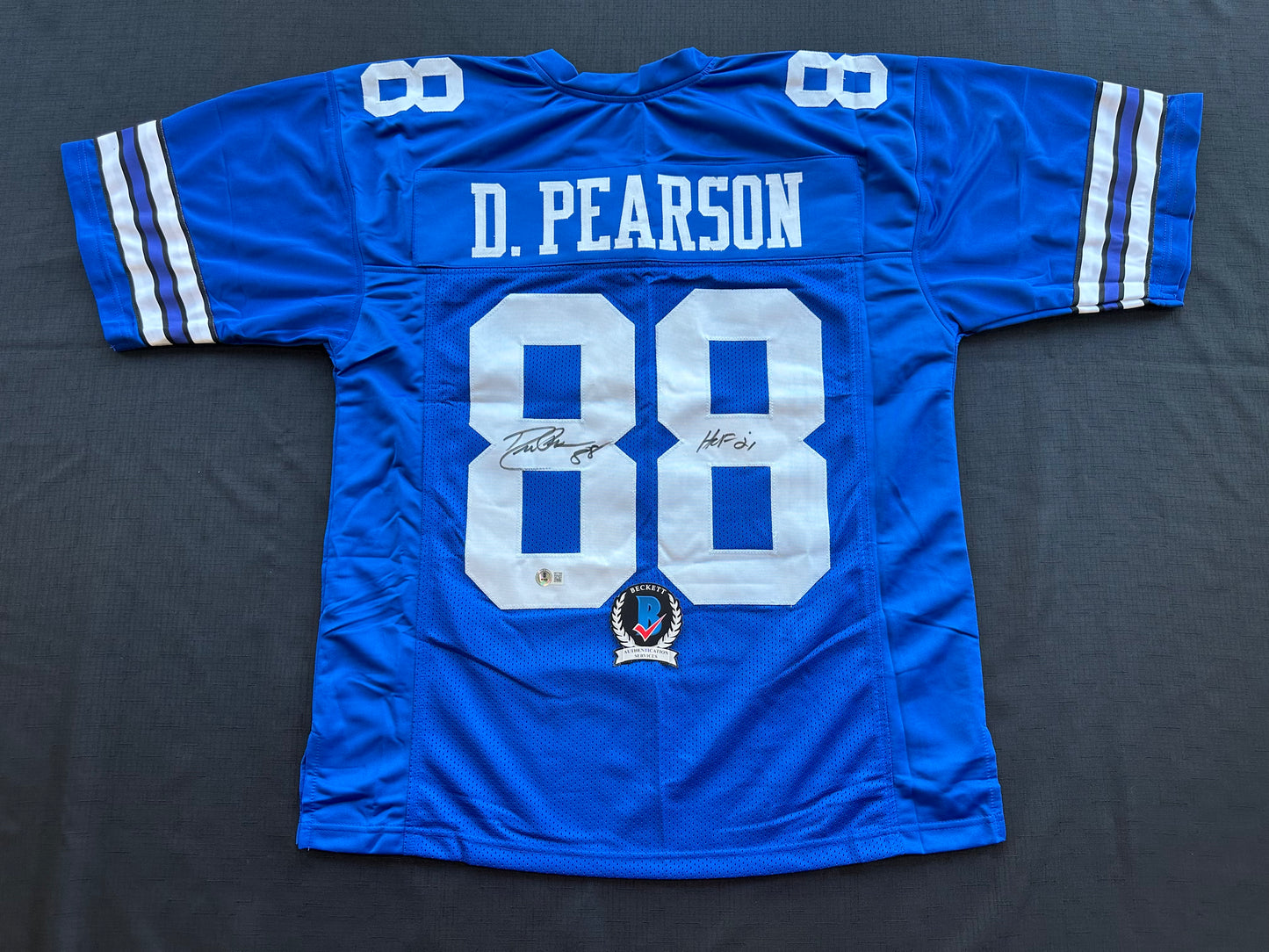 DREW PEARSON DALLAS COWBOYS SIGNED TB JERSEY w/HOF 21 INSCRIPTION L BAS