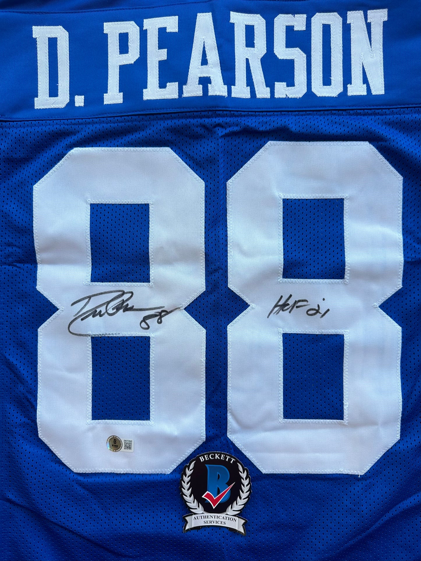 DREW PEARSON DALLAS COWBOYS SIGNED TB JERSEY w/HOF 21 INSCRIPTION L BAS