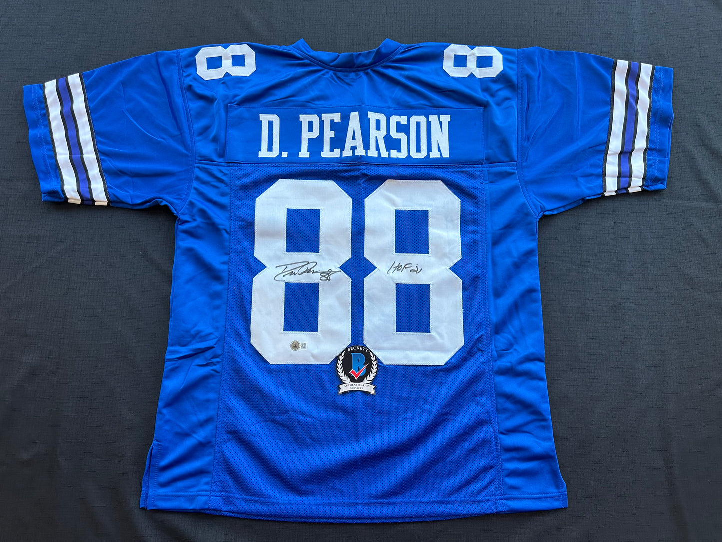 DREW PEARSON DALLAS COWBOYS SIGNED TB JERSEY w/HOF 21 INSCRIPTION L BAS