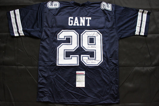 KENNETH KENNY GANT DALLAS COWBOYS SIGNED ROAD JERSEY 3XL w/INSCs JSA COA