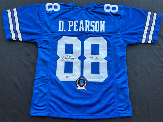 DREW PEARSON DALLAS COWBOYS SIGNED TB JERSEY w/HOF 21 INSCRIPTION L BAS
