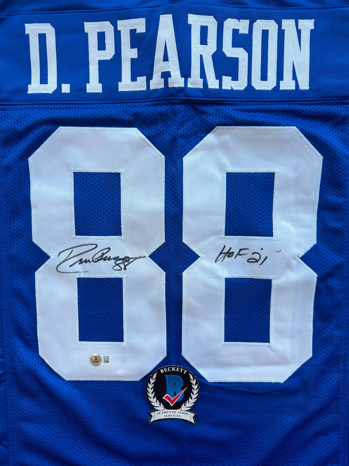 DREW PEARSON DALLAS COWBOYS SIGNED TB JERSEY w/HOF 21 INSCRIPTION L BAS
