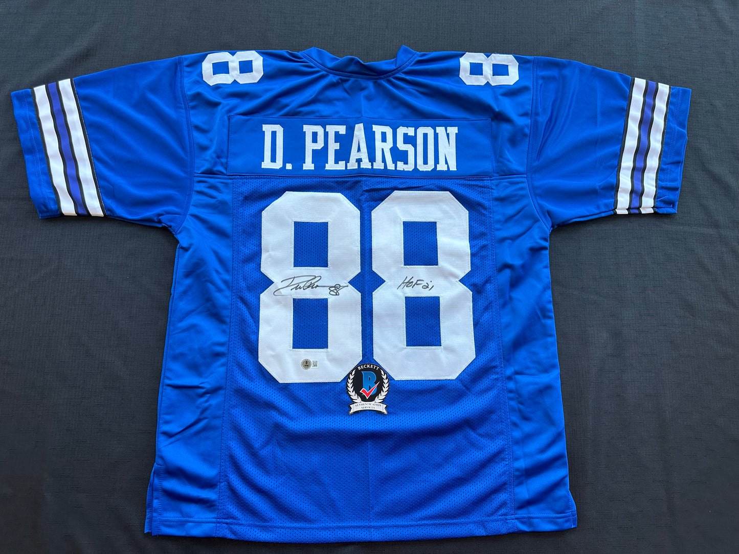 DREW PEARSON DALLAS COWBOYS SIGNED TB JERSEY w/HOF 21 INSCRIPTION L BAS