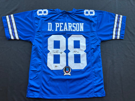 DREW PEARSON DALLAS COWBOYS SIGNED TB JERSEY w/HOF 21 INSCRIPTION L BAS