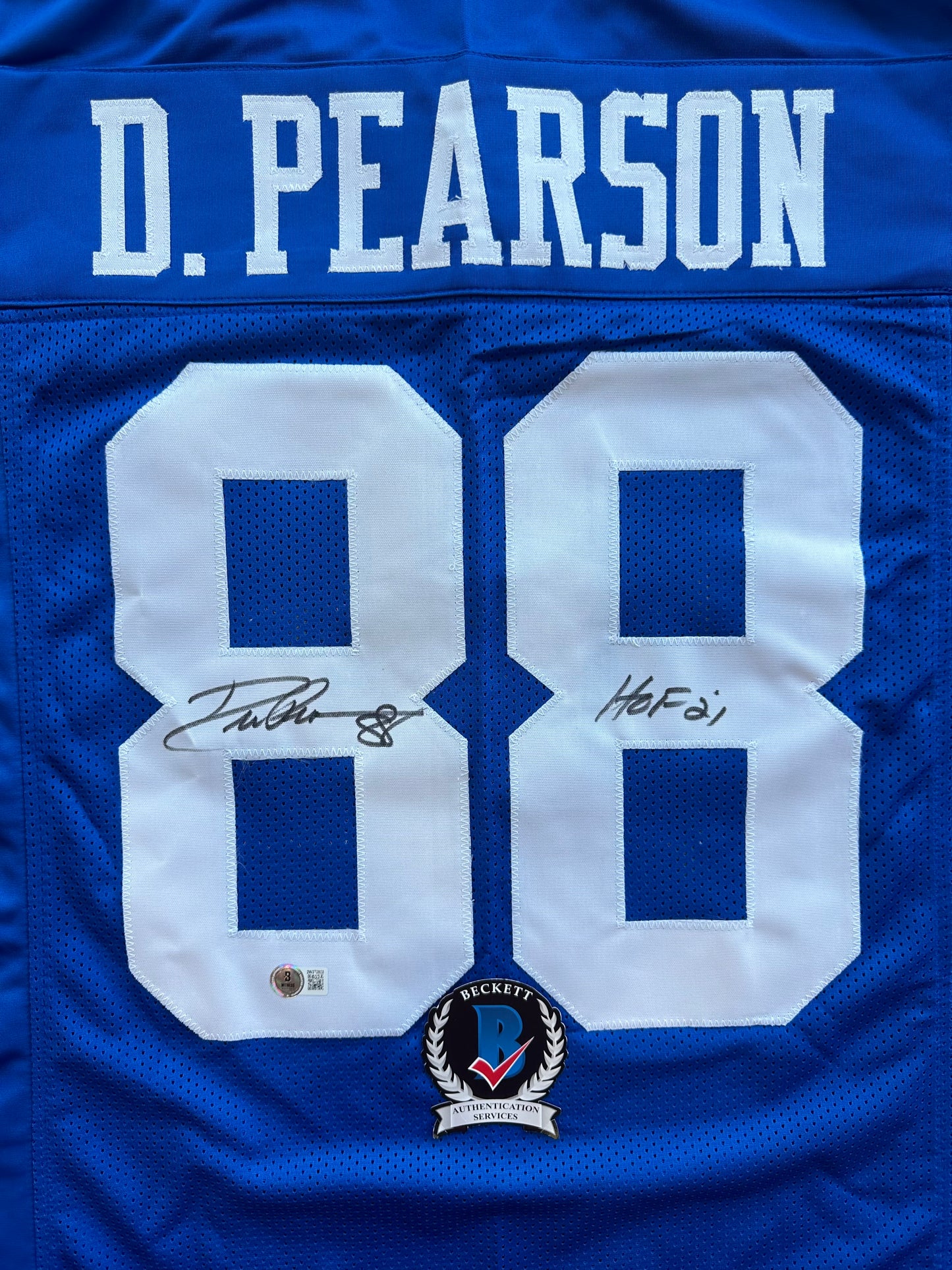 DREW PEARSON DALLAS COWBOYS SIGNED TB JERSEY w/HOF 21 INSCRIPTION L BAS
