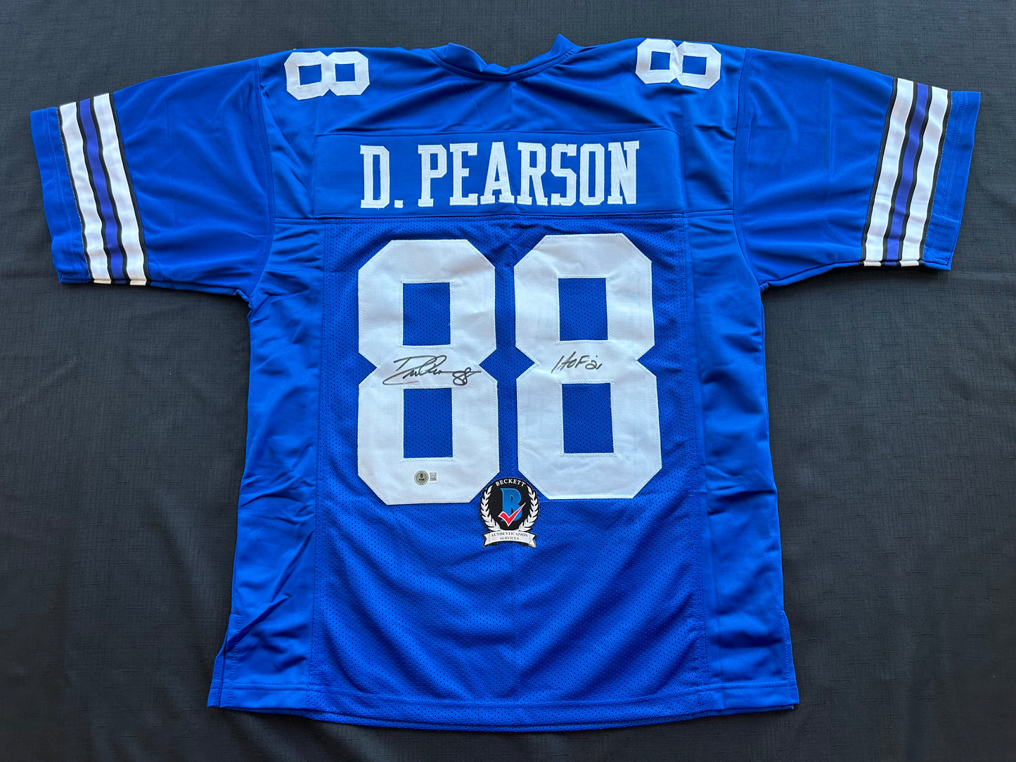 DREW PEARSON DALLAS COWBOYS SIGNED TB JERSEY w/HOF 21 INSCRIPTION L BAS