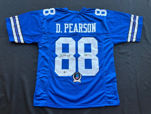 DREW PEARSON DALLAS COWBOYS SIGNED TB JERSEY w/HOF 21 INSCRIPTION L BAS