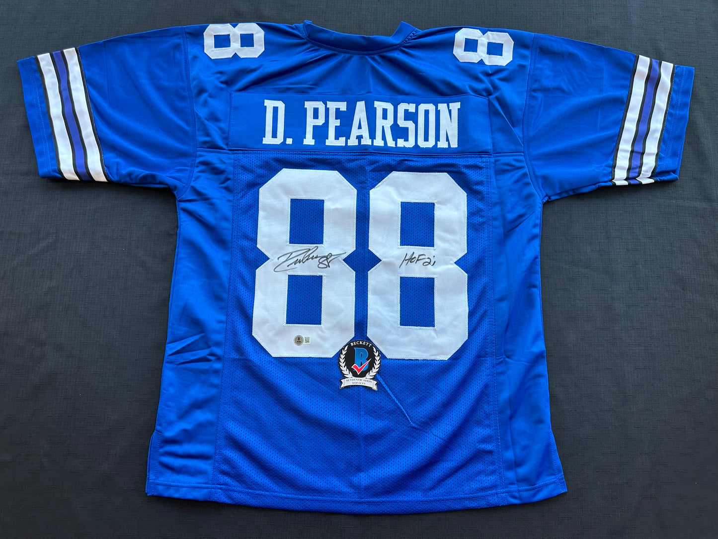 DREW PEARSON DALLAS COWBOYS SIGNED TB JERSEY w/HOF 21 INSCRIPTION L BAS