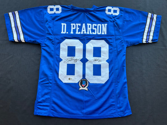 DREW PEARSON DALLAS COWBOYS SIGNED TB JERSEY w/HOF 21 INSCRIPTION L BAS