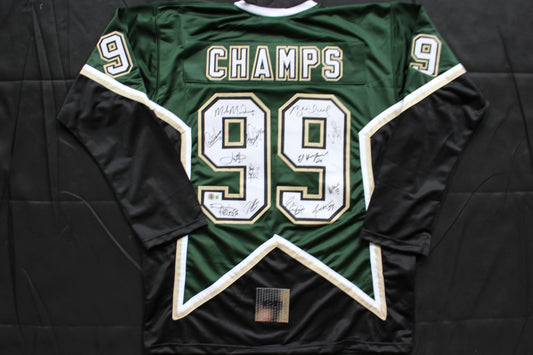 DALLAS STARS TEAMS SIGNED 99 CHAMPS JERSEY Mike Modano Hull Belfour Hatcher BAS