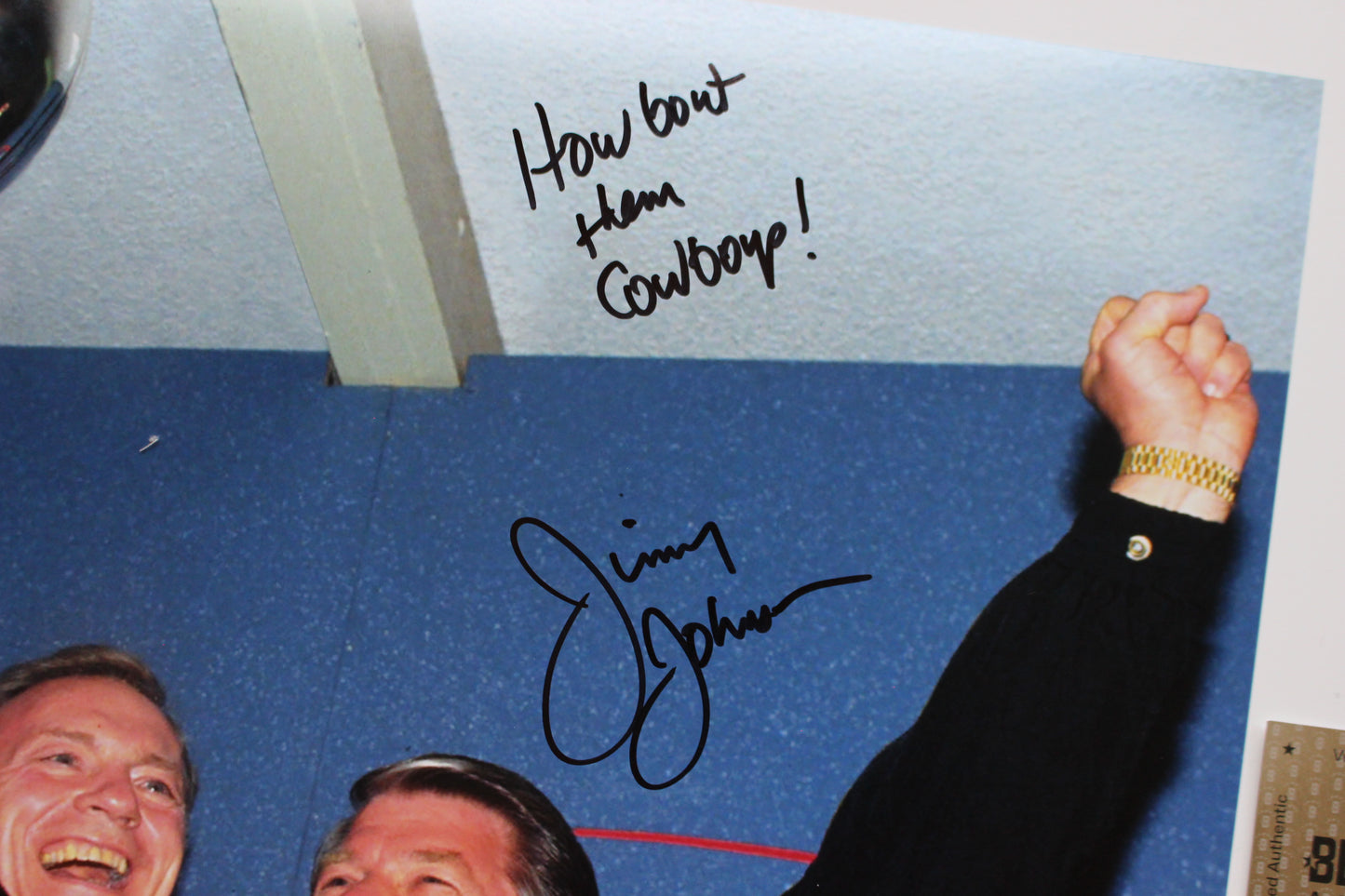 JIMMY JOHNSON DALLAS COWBOYS SIGNED 16x20 Super Bowl Champs PHOTO w/HowBout BAS