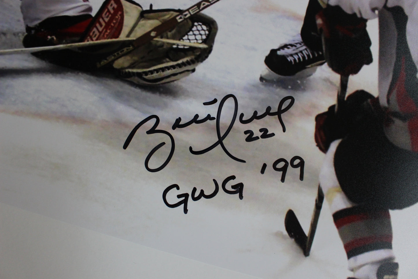 BRETT HULL DALLAS STARS SIGNED 16x20 w/GWG 99 Stanley Cup Champs BAS COA
