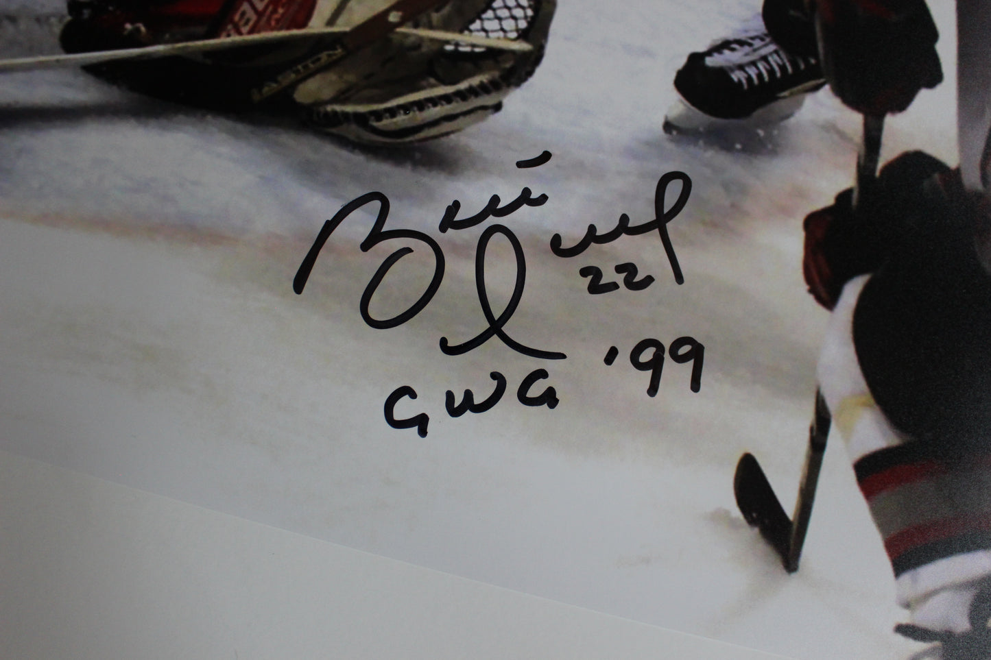 BRETT HULL DALLAS STARS SIGNED 16x20 w/GWG 99 Stanley Cup Champs BAS COA