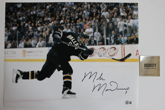 MIKE MODANO Dallas Stars SIGNED Slap Shot 16x20 PHOTO Minnesota North Stars BAS