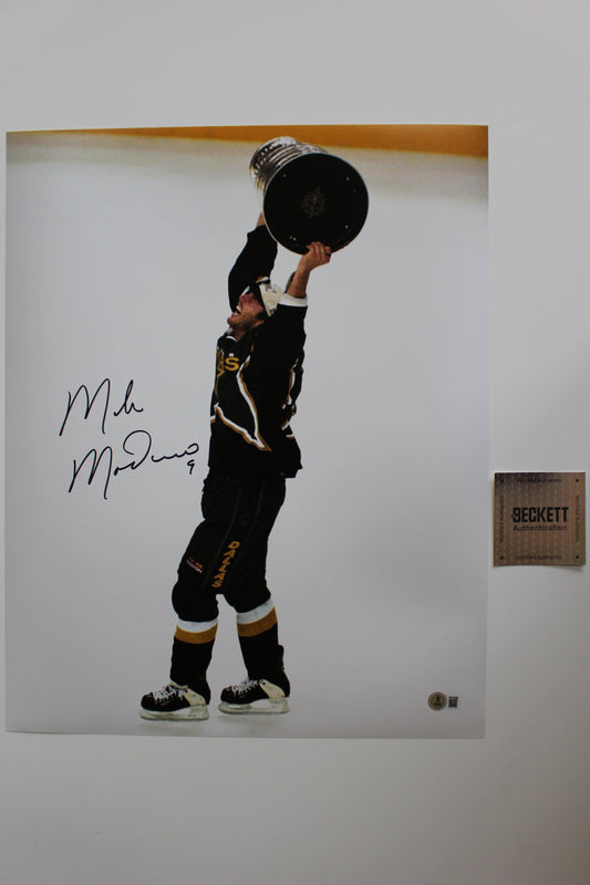 MIKE MODANO Dallas Stars SIGNED Stanley Cup 16x20 PHOTO Minnesota North Stars BAS