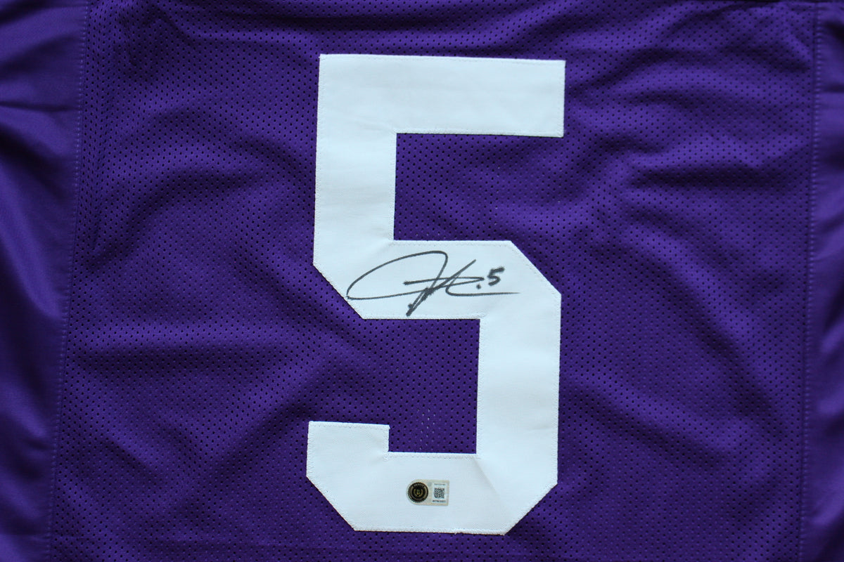 LaDAINIAN TOMLINSON TCU HORNED FROGS SIGNED JERSEY Chargers BAS