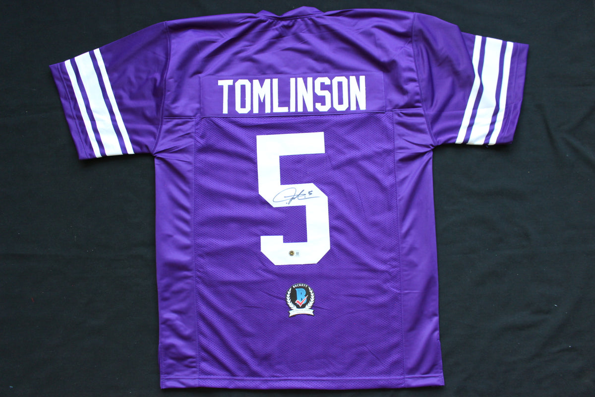 LaDAINIAN TOMLINSON TCU HORNED FROGS SIGNED JERSEY Chargers BAS