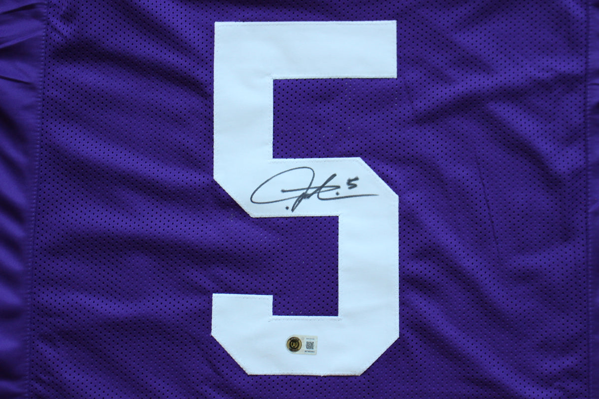 LaDAINIAN TOMLINSON TCU HORNED FROGS SIGNED JERSEY Chargers BAS