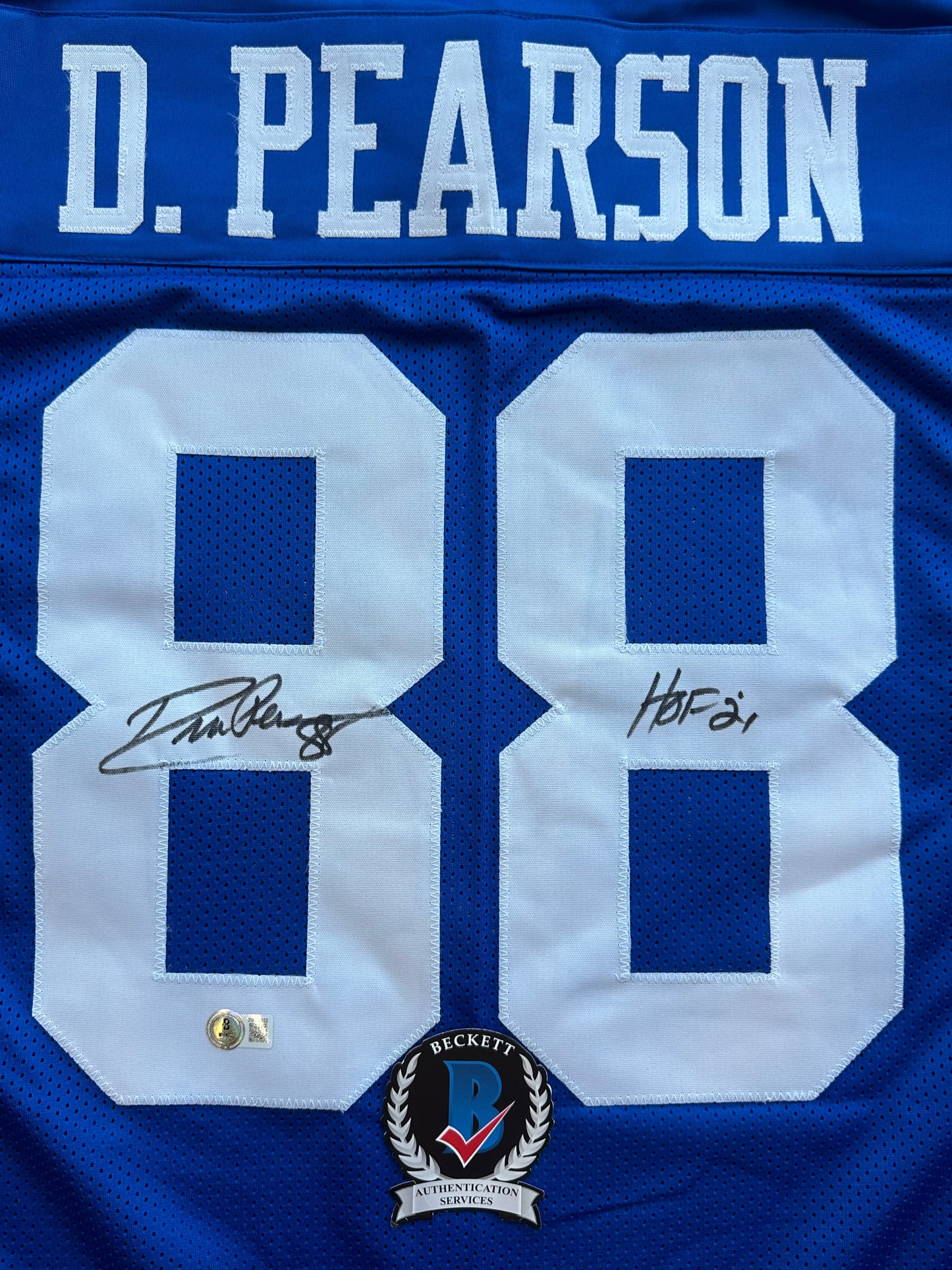 DREW PEARSON DALLAS COWBOYS SIGNED TB JERSEY w/HOF 21 INSCRIPTION 2XL BAS