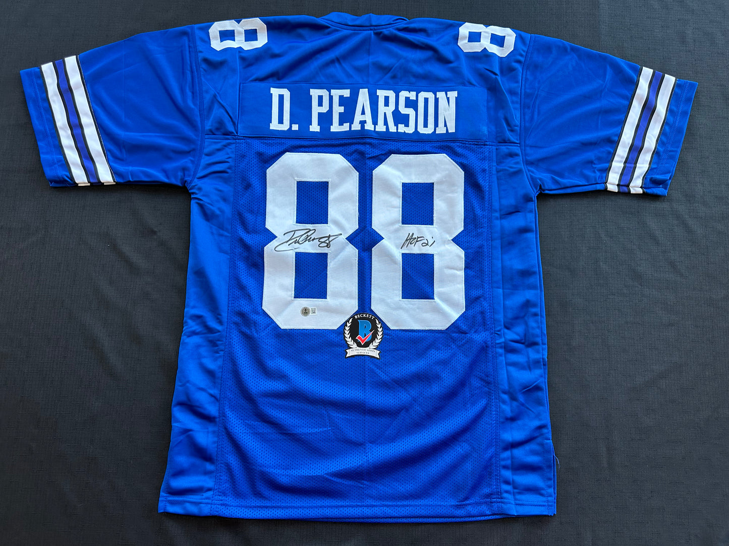 DREW PEARSON DALLAS COWBOYS SIGNED TB JERSEY w/HOF 21 INSCRIPTION XL BAS